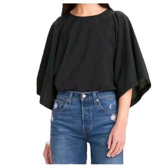 Levi's Lucy Wing Top Black Cotton Crepe Women’s Size S ($60) Classic Capsule - Picture 5 of 11